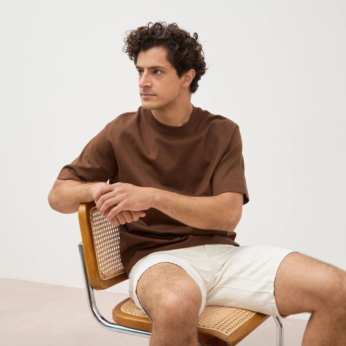 T-shirt en coton taupe homme