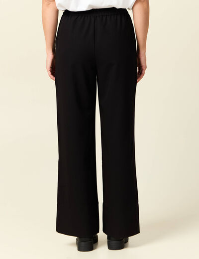 Pantalon large élastiqué noir femme
