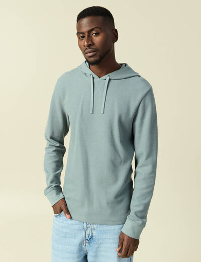 T-shirt &agrave; capuche bleu gris homme