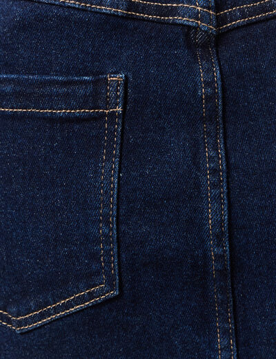 Jupe midi droite en jean denim brut femme