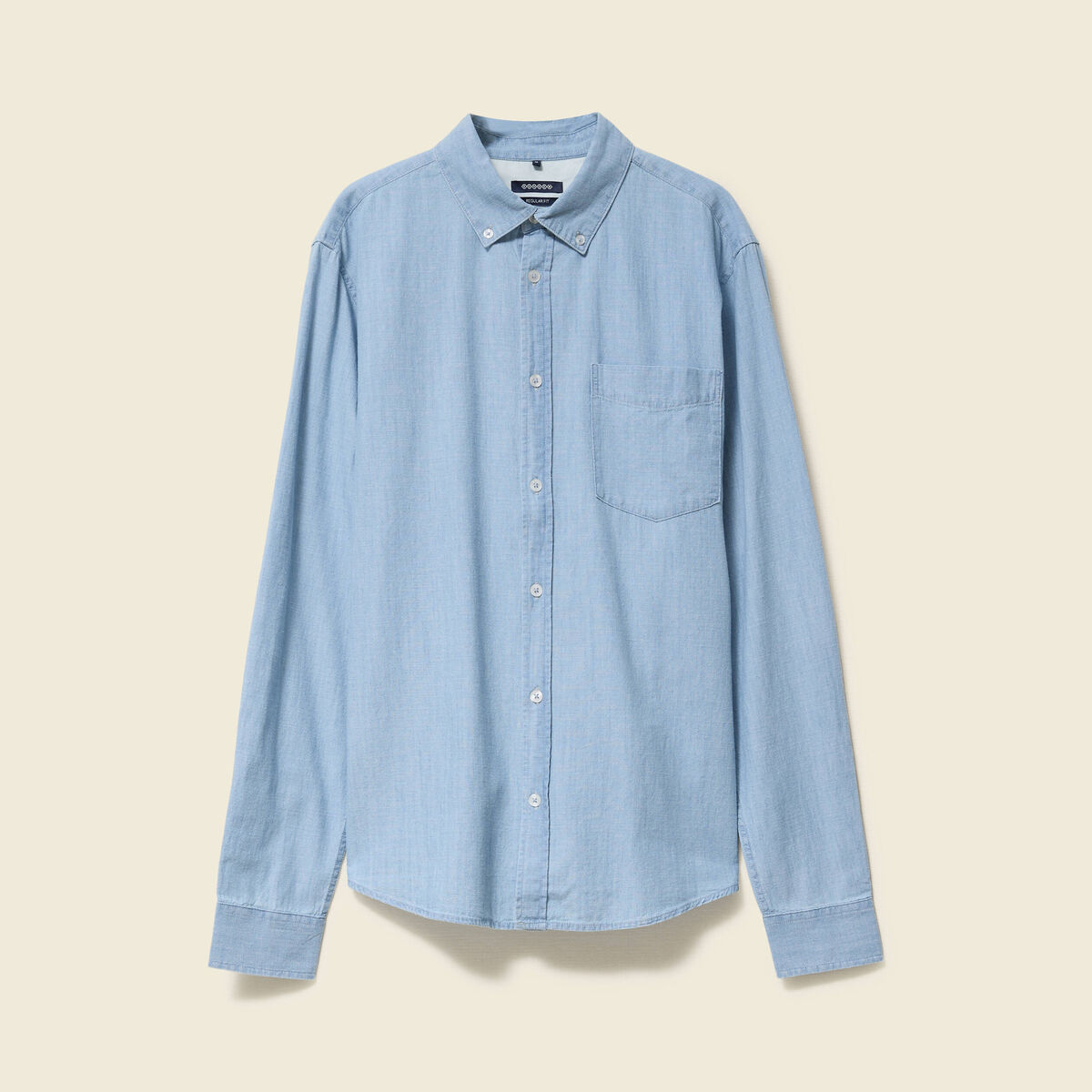 Chemise col classique manches longues bleu clair homme