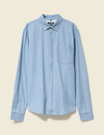 Chemise col classique manches longues bleu clair homme