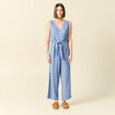 Combinaison pantalon ceinturée bleu femme