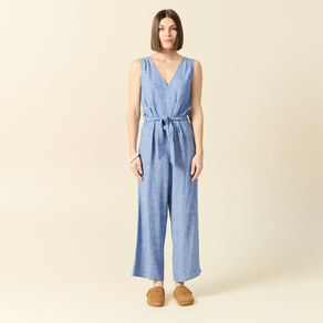 combinaison pantalon ceinturee bleu femme Combinaison pantalon ceinturée bleu femme