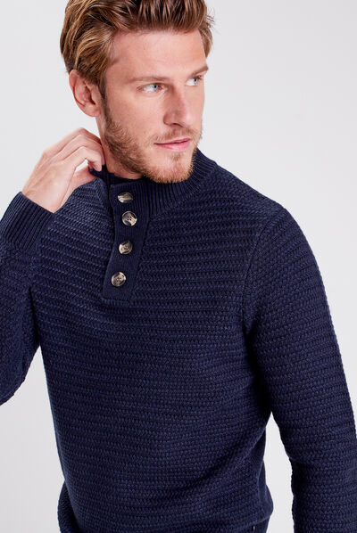 Pull manches longues bleu foncé homme