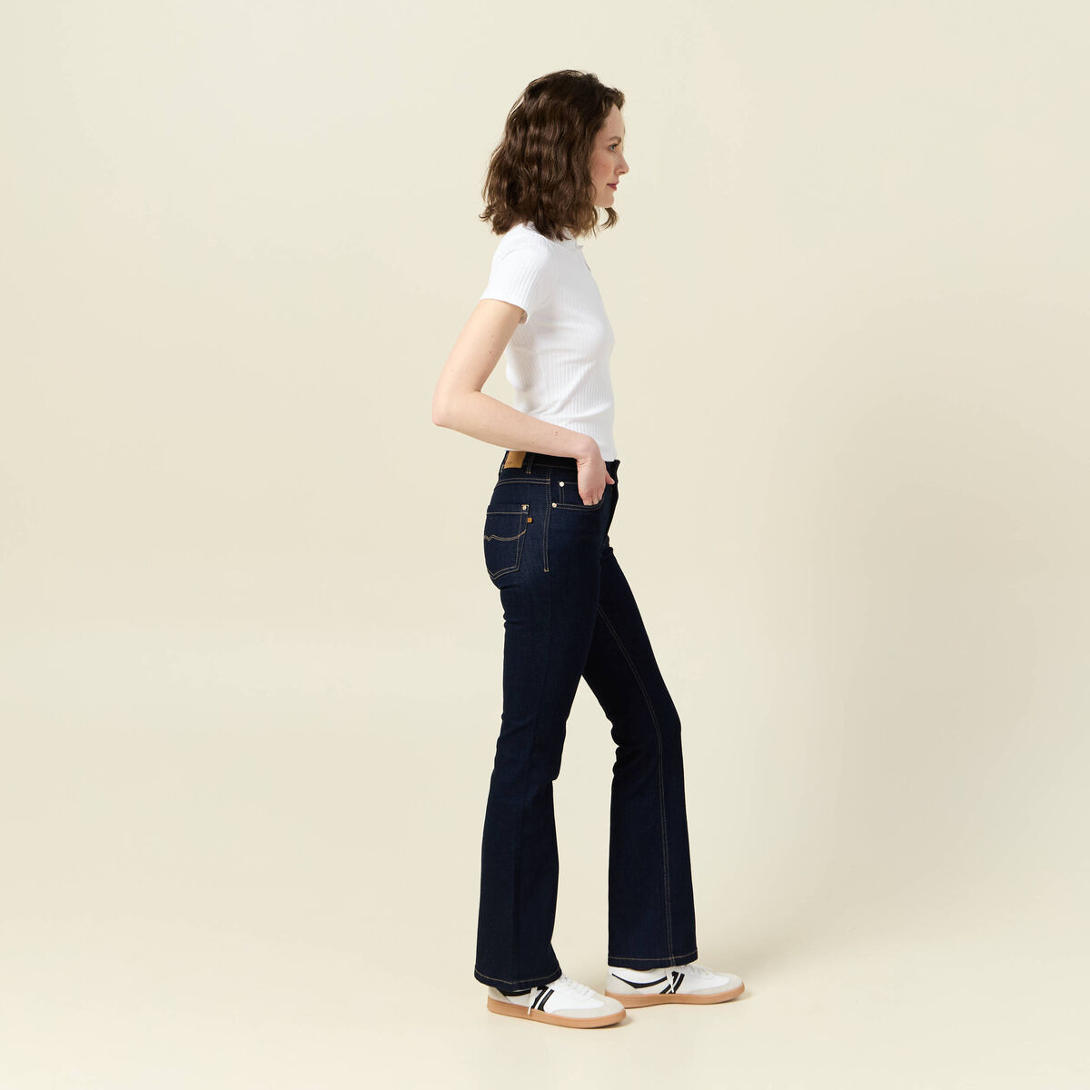 Jeans bootcut denim brut rinse femme
