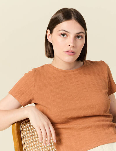 T-shirt manches courtes terracotta femme