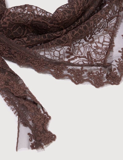 Foulard en dentelle marron fonc&eacute; femme