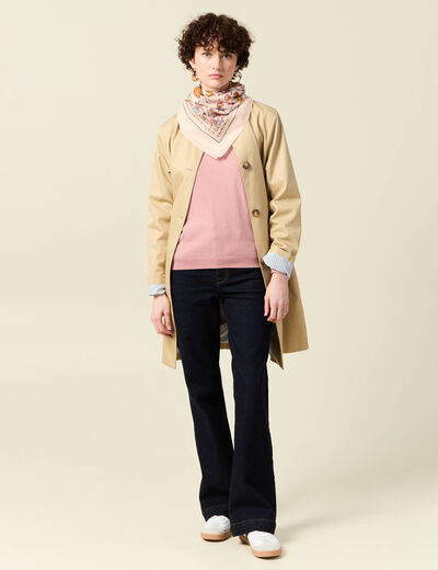 Pull manches longues rose pastel femme