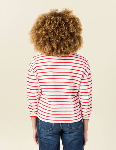 T-shirt manches 3/4 rouge femme