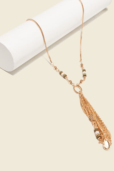 Collier avec pendentif ecru femme