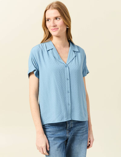 Chemise manches courtes bleu clair femme