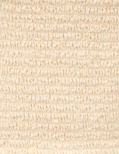 Robe col v &agrave; bretelles en coton creme femme