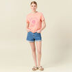 T-shirt en coton manches courtes rose corail femme