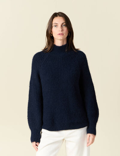 Pull manches longues bleu marine femme