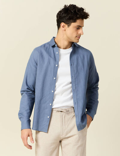 Chemise manches longues bleu foncé homme