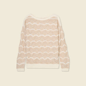 pull manches longues ajoure creme femme Pull manches longues ajouré creme femme