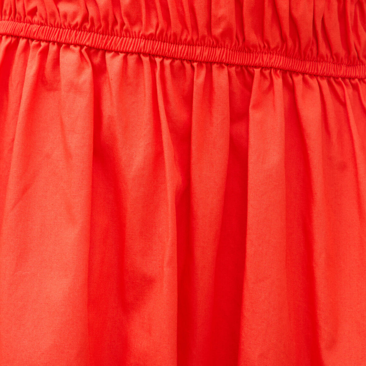 Robe bretelles col carr&eacute; en coton orange fonc&eacute; femme