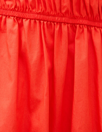 Robe bretelles col carr&eacute; en coton orange fonc&eacute; femme