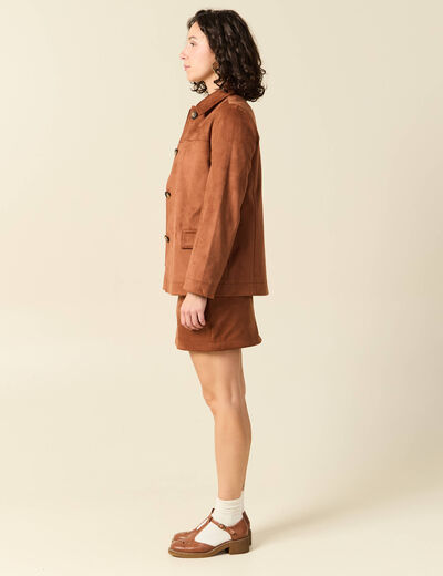 Veste manches longues doubl&eacute;e camel femme