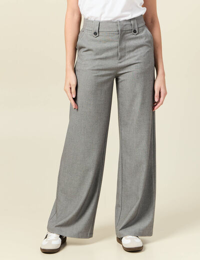 Pantalon large fluide gris femme