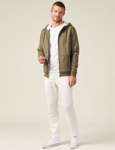 Sweat zippé à capuche taupe homme