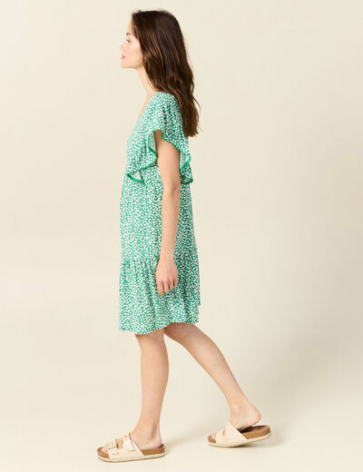 Robe évasée dos en V vert femme