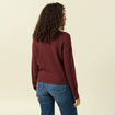 Pull col montant manches longues bordeaux femme