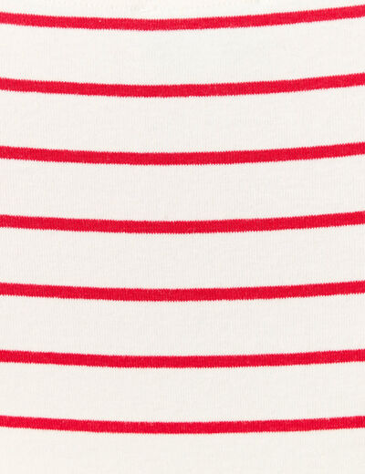 T-shirt ray&eacute; ajust&eacute; manches longues rouge femme