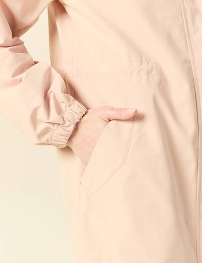 Parka longue à capuche rose clair femme