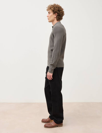 Pull manches longues vert fonc&eacute; homme