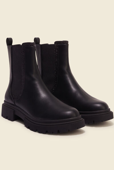 Bottines chelsea à paillettes noir femme