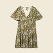 Robe évasée manches courtes vert olive femme