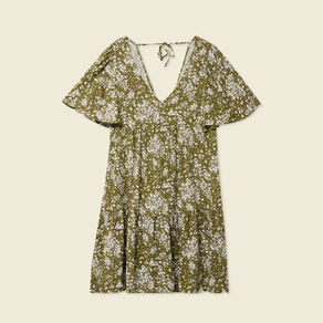 robe evasee manches courtes vert olive femme Robe évasée manches courtes vert olive femme