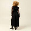 Robe manches longues en voile doubl&eacute;e noir femme