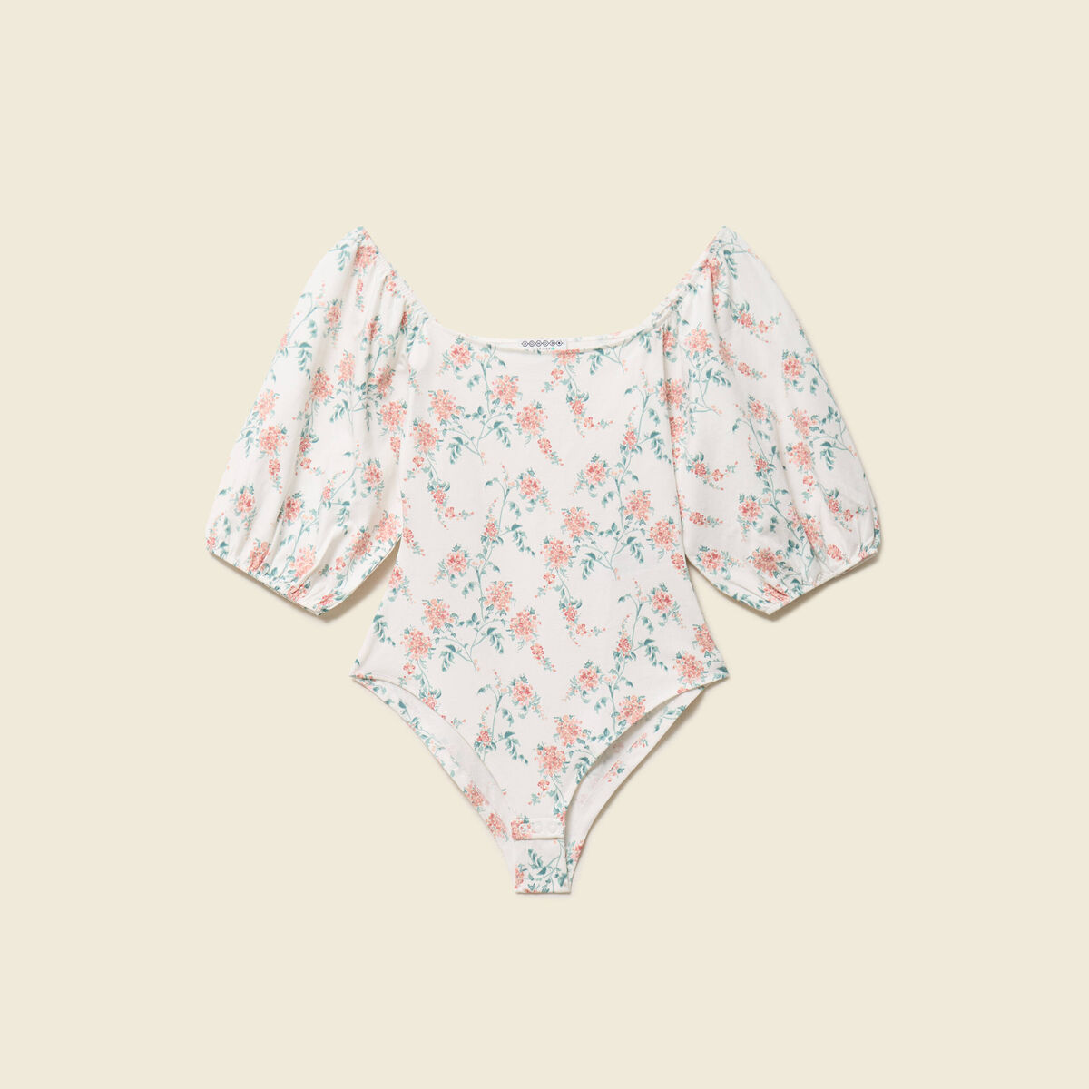 Body col bateau manches bouffantes blanc femme