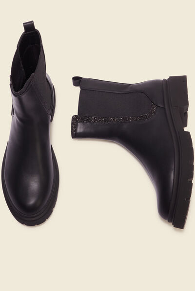 Bottines chelsea à paillettes noir femme