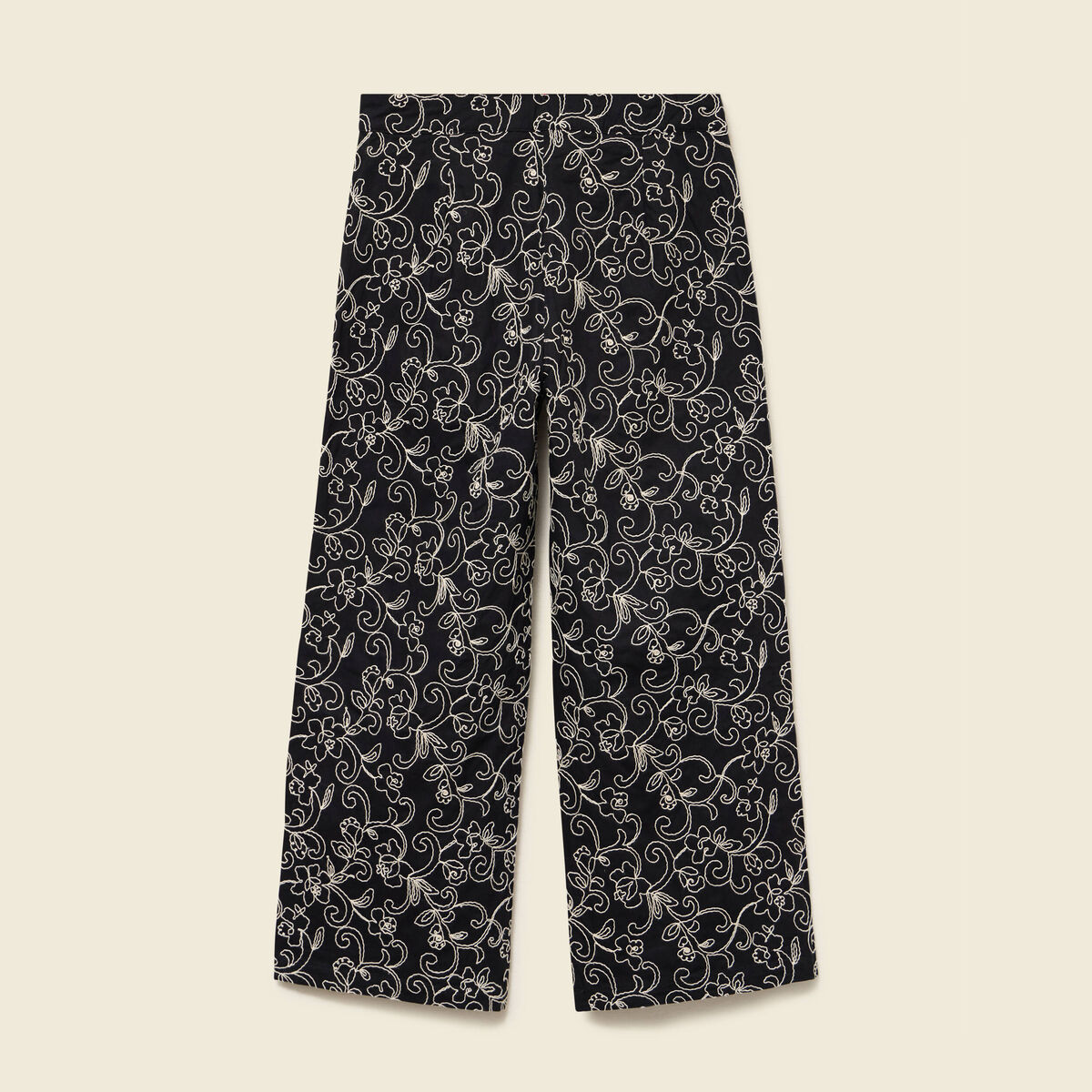 Pantalon loose en coton doubl&eacute; noir femme