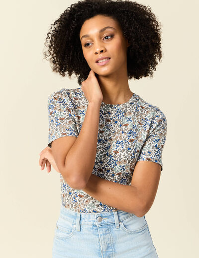 T-shirt manches courtes bleu clair femme