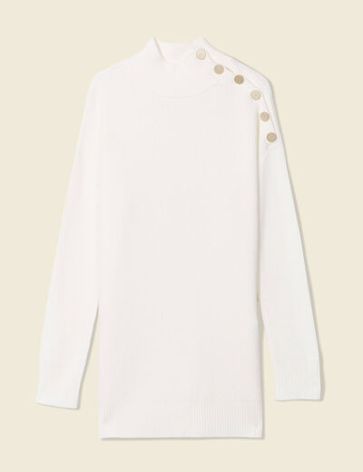 Pull long manches longues ecru femme