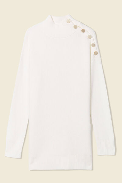 Pull long manches longues ecru femme
