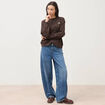 Sweat col rond manches longues marron chocolat femme