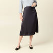 Jupe midi droite satin gris foncé femme