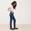 Jeans slim taille haute 7/8&egrave;me denim brut femme