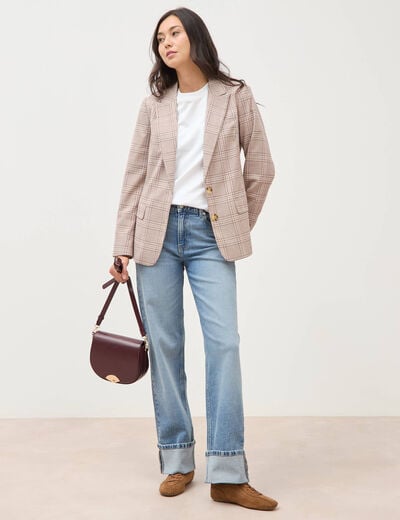 Jeans straight taille standard bleu femme