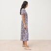 Robe droite 3/4 col v manches courtes bleu femme