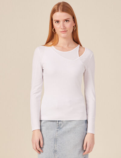 T-shirt côtelé éco-responsable blanc femme
