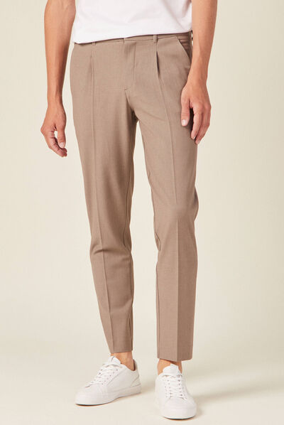 Pantalon chino 7/8ème beige homme