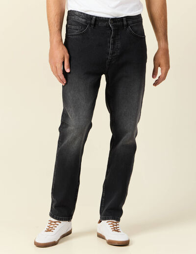 Jeans straight taille tapered denim snow noir homme