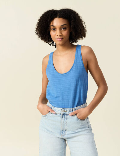 Débardeur sans manches bleu femme